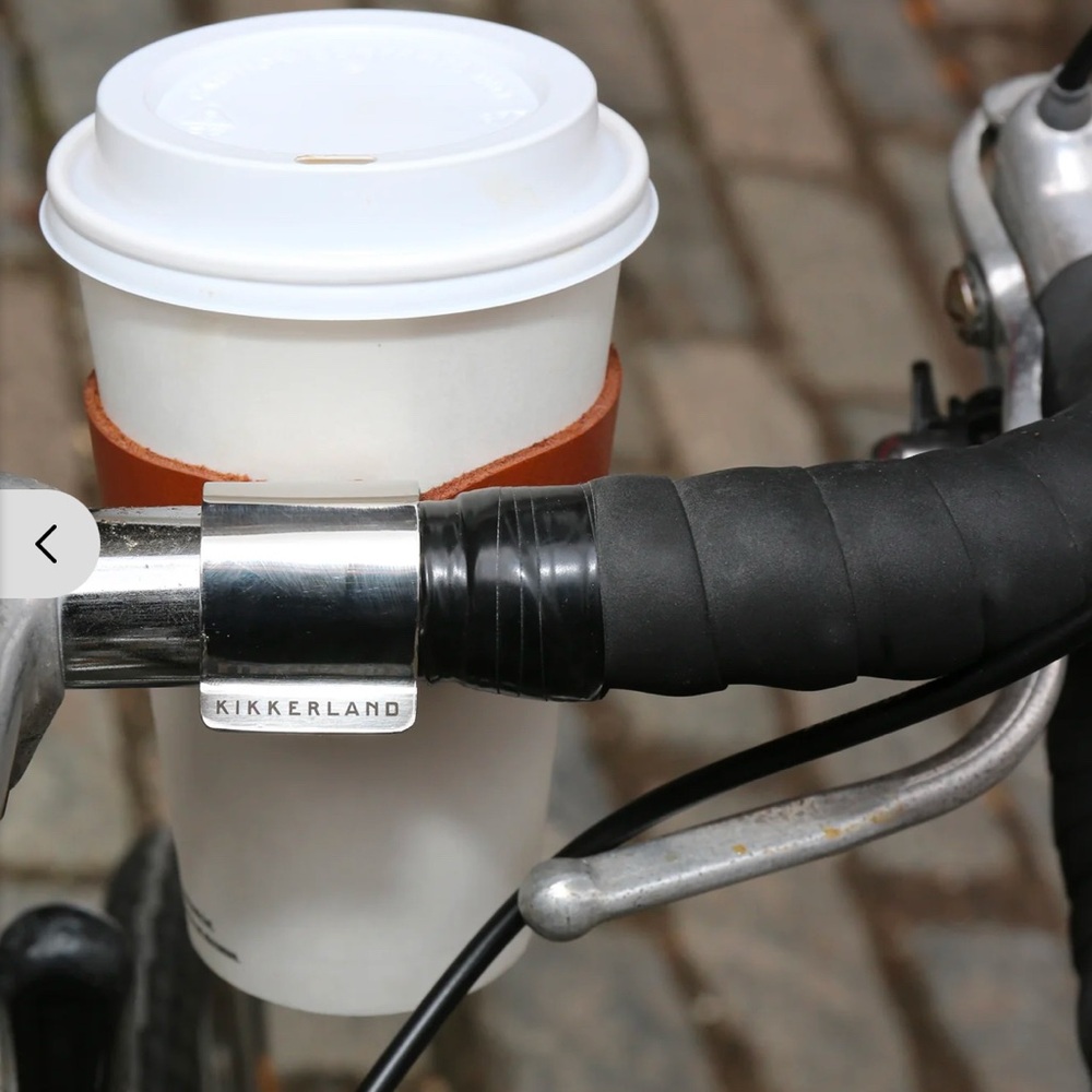Kikkerland Tan Leather Bike Cup Holder